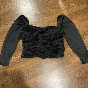 H&M ruched black blouse